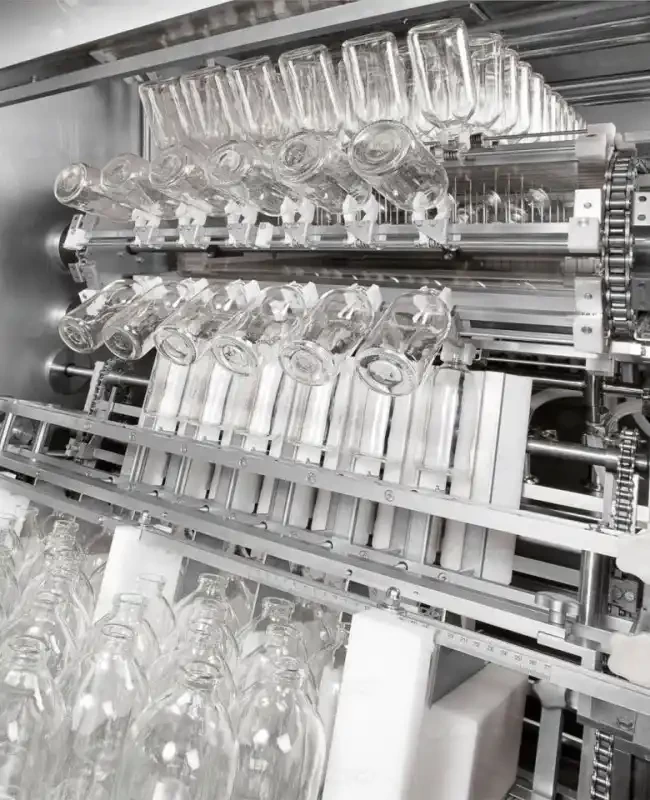 Bottling lines for glass bottles